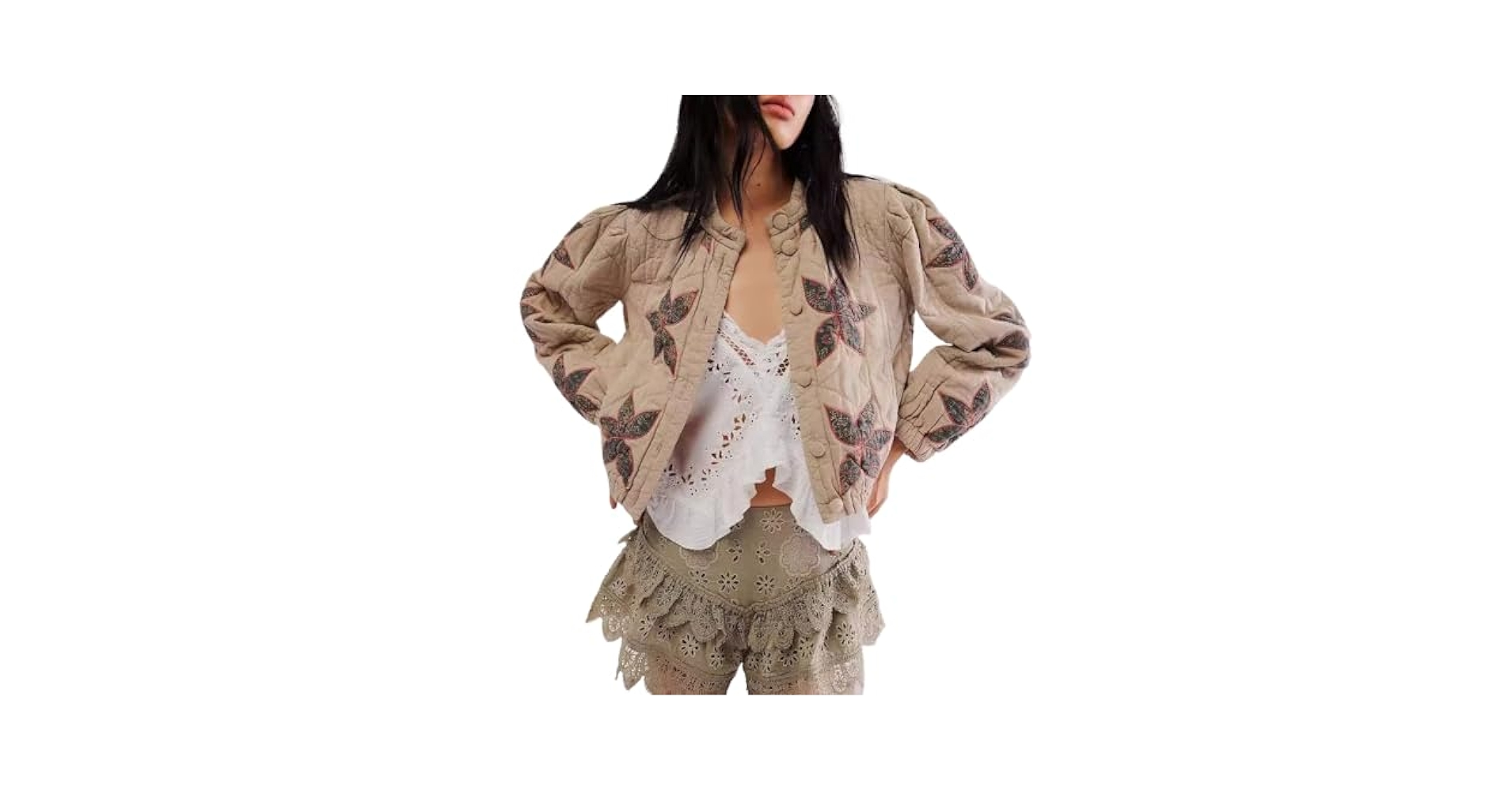 ジャケット・アウター rosarymoon Fluffy Jacquard Quilted Coat HWireQuiltJacketBoneB_1000x.